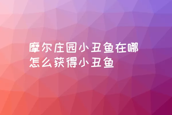 摩尔庄园小丑鱼在哪怎么获得小丑鱼